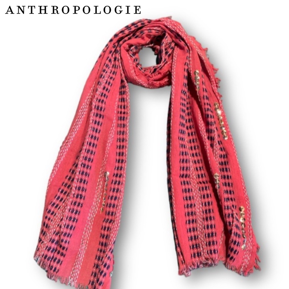 Anthropologie Staring at Stars Fringe Sequin Scarf